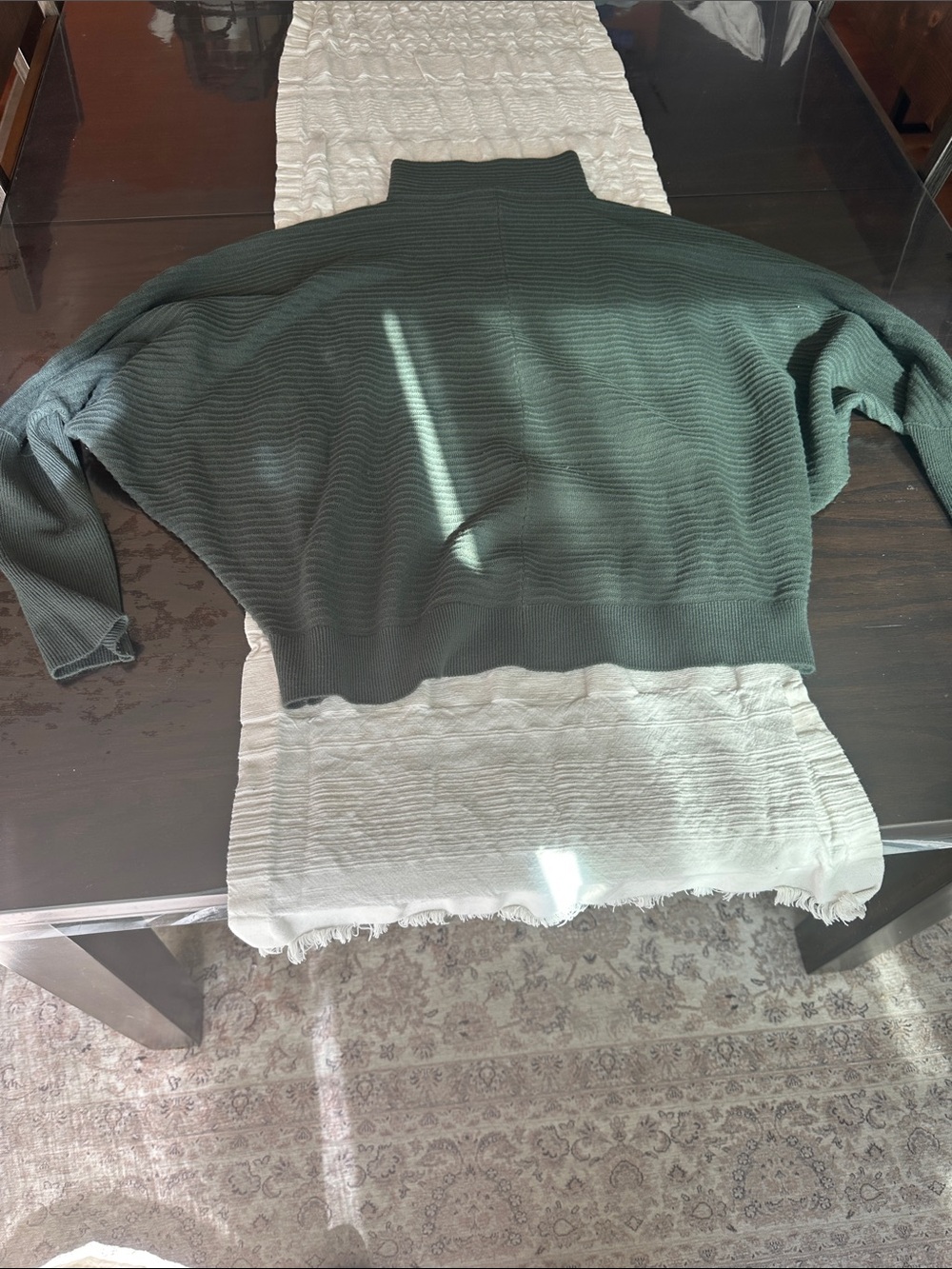 French Connection Dark Green Ribbed Turtleneck Sweater